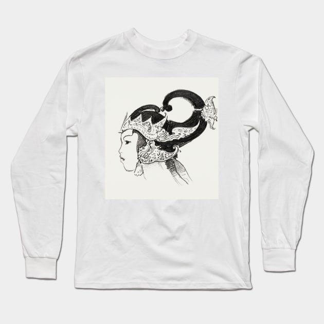 Javanese Dancer Sketch Long Sleeve T-Shirt by Vintage Sketches